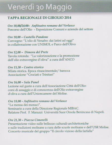 Venafro programma 30 Maggio 2014